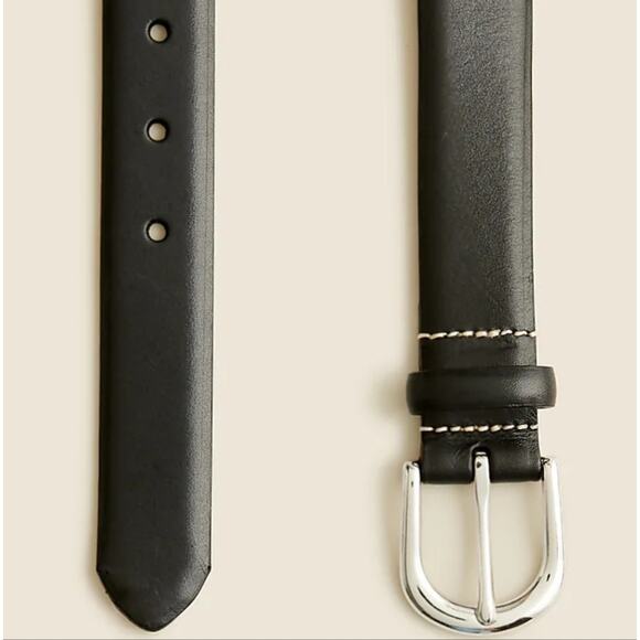 NEW J. Crew Men's Black Leather Round Buckle Dress Belt - Picture 2 of 14